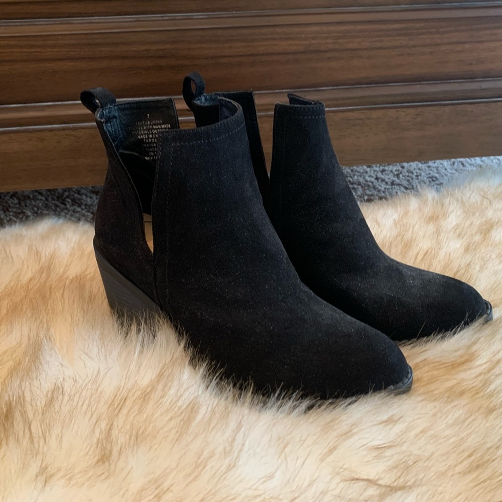 Target black suede block heel booties